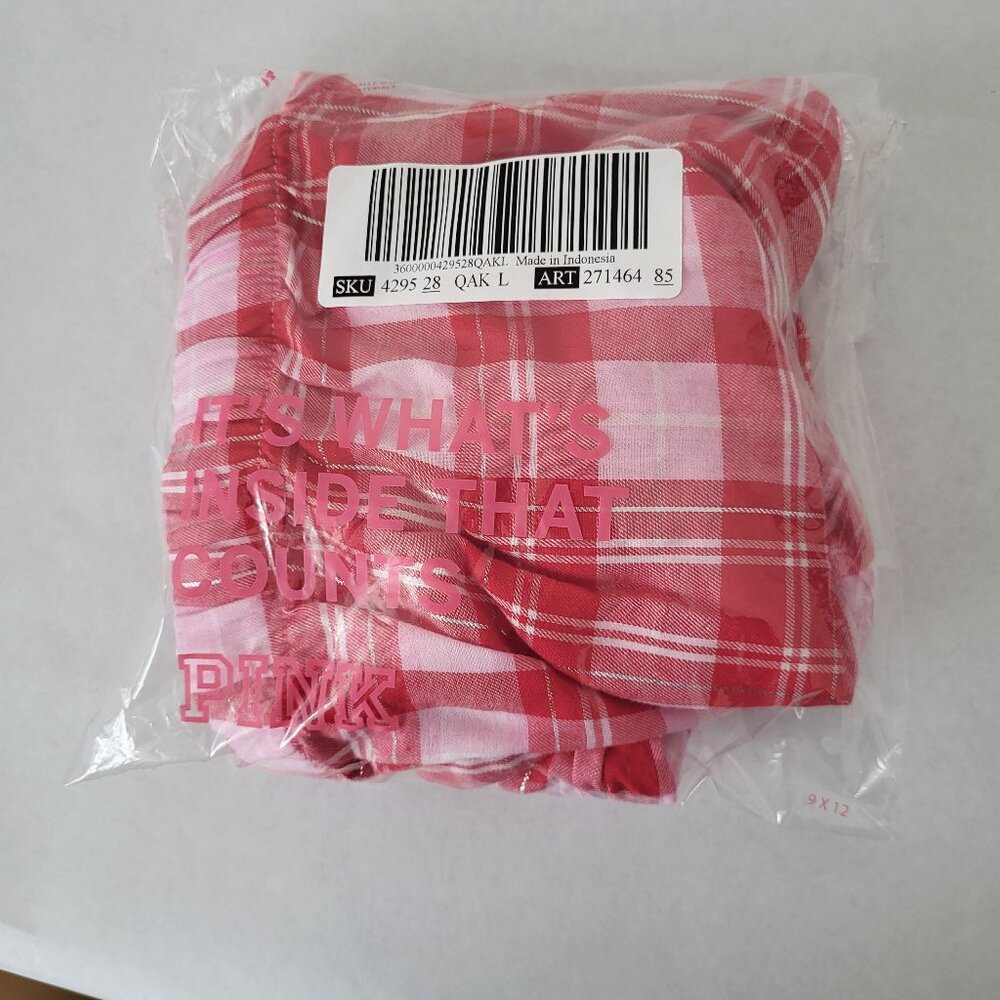 PINK by Victoria's Secret Pink & Red Plaid Ruffle Lounge Shorts Large - Picture 9 of 9